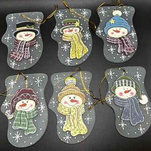 Glass Handpainted Christmas Snowman Ornaments